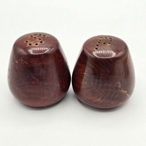 Vtg‎ Little Brown Wooden Egg Salt & Pepper Shaker Set Rustic Farmhouse Country